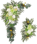 Artificial Flowers Wedding Arch Decor Arch Flowers (Set of 2) for Wedding Welcome Sign and Backdrop Decoration (Green)
