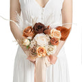Ling's moment Artificial Flowers Boho Bridesmaid Bouquet, Terracotta Wedding Flower Bouquets for Bridesmaids, 7 Inch Bridal Bouquets for Bridesmaids, Wedding Decor, Ceremony, Anniversary, etc.