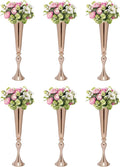 6 Pcs 22" Height Versatile Metal Wedding Centerpieces Vase, Metal Trumpet Vase, Road Lead for Wedding Party Dinner Centerpiece for Anniversary Ceremony Party Birthday Event Decor