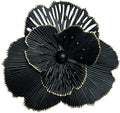 10" Metal Flower Wall Art Decor, Rustic Modern Floral Sculpture, Distressed Iron Wall Hanging Home Decoration Accent Artworks for Indoor Kitchen Bedroom Living Office Outdoor Garden Patio (36C-Black)