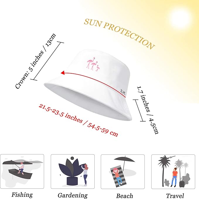 ZLYC Unisex Fashion Embroidered Bucket Hat Summer Fisherman Cap for Men Women