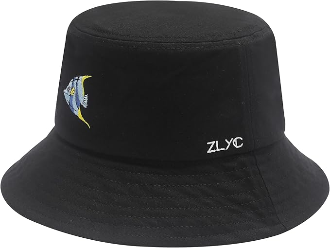 ZLYC Unisex Fashion Embroidered Bucket Hat Summer Fisherman Cap for Men Women