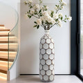 Modern Large Floor Vase,White Resin Vase with Carved Divots for Home Decor,22.2'' Tall Flower Vases for Entryway Living Room