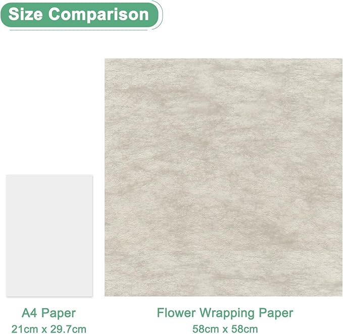 M METERXITY 20-Sheet Korean Cotton Wrapping Flower Paper, Waterproof Floral Wrapping Cotton Paper for Bouquets/Gift Packaging [Brown]