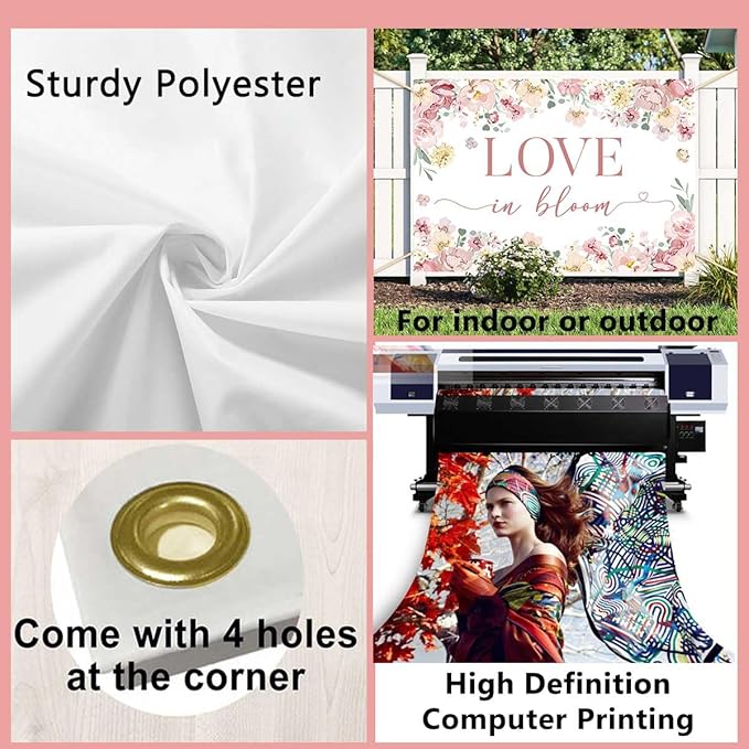 Sensfun Love in Bloom Bridal Shower Decorations Backdrop Rose Pink Wildflower Wedding Shower Background Boho Floral Engagement Banner Wedding Bachelorette Party Decorations Supplies 8x6ft