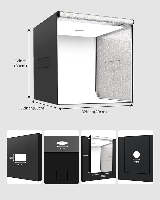 Glendan 32"x32" Light Box Photography, Large Photo Light Box with 3 Light Panels, 792 LED Beads, CRI >95, Professional Photo Booth Shooting Tent Kit with 4 Color Backdrops for Product Photography