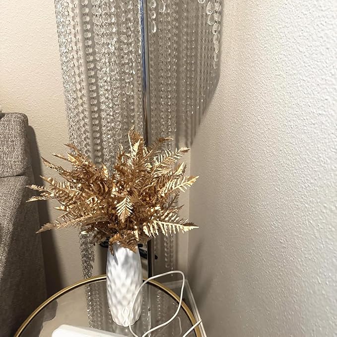 PASYOU Golden Fake Plants, Artificial Flowers Decoration for Christmas Plastic Boston Grass Faux DIY Crafts Indoor Outdoor Home Garden Party Room Bedroom Wedding Table Centerpiece Decor, Gold 4 Pack