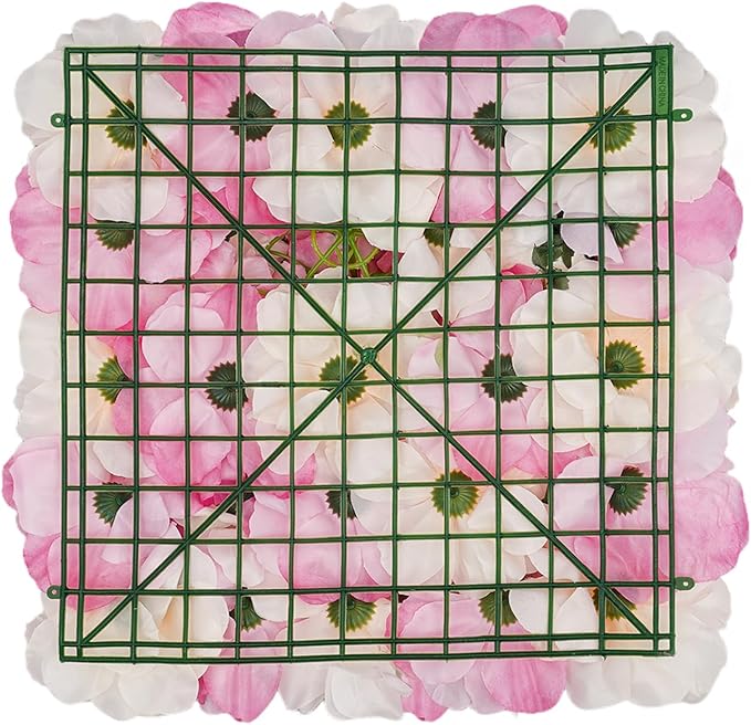 Artificial Flower Wall Panels, Silk Wedding Flower Wall Backdrop Panel, 3D Floral Panel Artificial Floral Wall Mat Flower Screen for Photo Party Wedding Wall Background Decor (12PCS Pink+White)