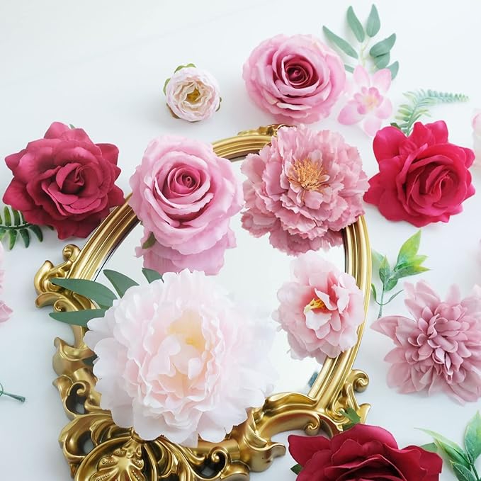 Artificial Flowers Pink Bouquets Box Set for DIY Bridal Wedding Shower Decorations Fake Floral Arrangements for Party Centerpieces Baby Shower Home Decor
