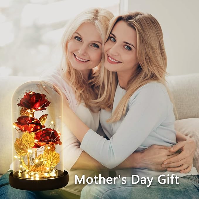 Christmas Flower Gifts for Women,Anniversary Rose Galaxy Flower Rose in Glass Dome,Light Up Rose Flowers with 2 Light Modes, Enchanted Rose Gifts for Women for Christmas Birthday Valentines Wedding