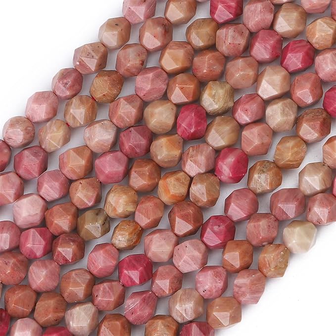 Faceted Natural Red Wood Marble Stone Round Beads 10mm 36cm/Strand for Jewelry Making