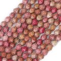 Faceted Natural Red Wood Marble Stone Round Beads 8mm 36cm/Strand for Jewelry Making