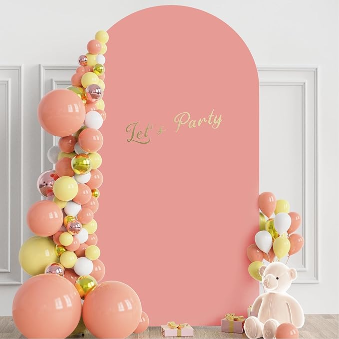 Wokceer 7.2FT Wedding Arch Backdrop Cover Spandex Fitted Wedding Arch Covers Round Top Chiara Arches Backdrop Cover for Birthday Party Ceremony Banquet Decoration Dusty Rose