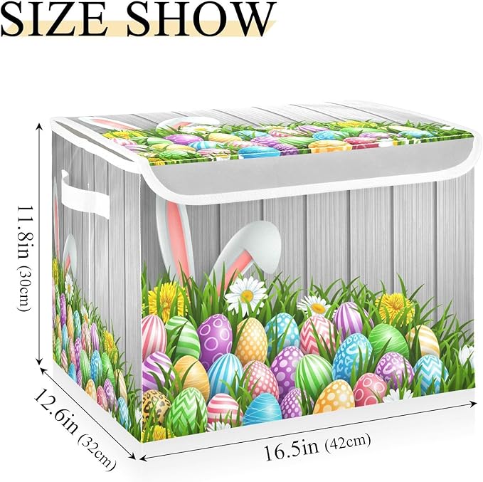 senya Easter Storage Baskets Collapsible Bins with Lids, Flowers Wood Boxes Clothes for Organizing (B06D22020)
