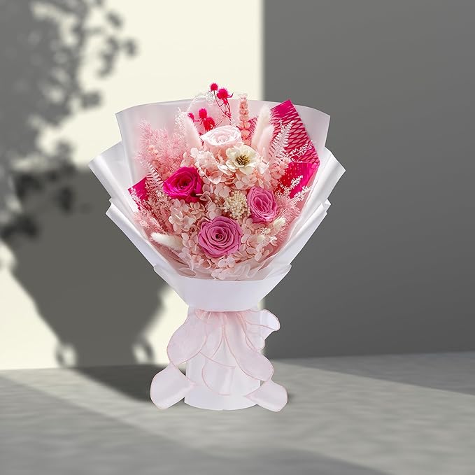 Flowers Gifts for Mom, Flower for Delivery, Preserved Roses Bouquets, Birthday Gifts for Women, Mothers Day Flowers for Wife (Pink)