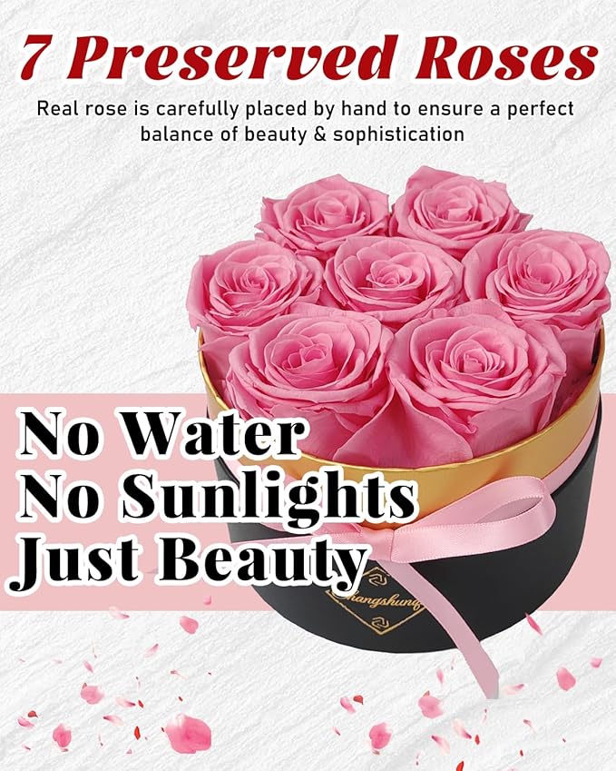 Preserved Roses in a Box, Forever Real Rose Preserved Flowers for Delivery, Eternal Rose Last 2-3 Years, Anniversary Birthday Roses Forever Gifts for Women Mothers, Wife, Her, Mom