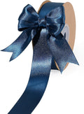 LaRibbons Navy Satin Ribbon 1 Inch 50 Yards Luxury Double Faced Blue Silk Ribbon for Flower Bouquet Crafts Gift Wrapping Wedding Bow Decoration