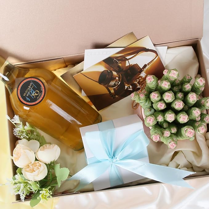 Aimyoo Gold Collapsible Gift Box with Magnetic Closure Lids 13.8x9x4.3 in, Bridesmaid Groomsmen Proposal Box, Large Rectangle Box for Present Graduation Storage 3 Pack
