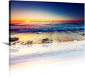 Beach Wall Art Sea Ocean Landscape Picture Print Canvas Wall Art Modern Giclee Artwork Home Decor Stretched and Framed Ready to Hang,2cm Thick Frame, Waterproof Artwork