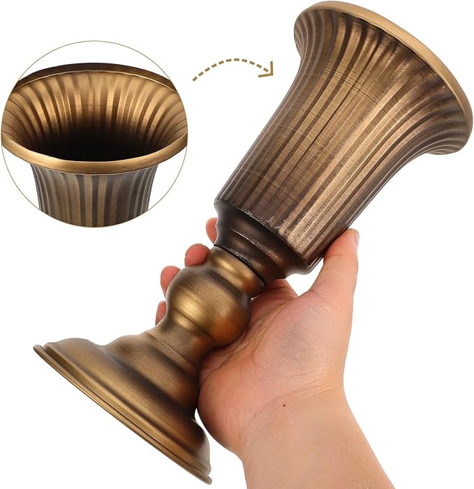 Alipis Vintage Metal Tabletop Flower Vase Decorative Flower Pot Antique Gold Iron Art Container for Home Hotel Shop Decor