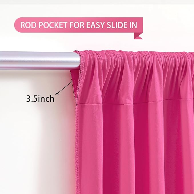 Hot Pink Backdrop Curtain 2 Panels-Wrinkle-Free Polyester Photography Drapes for Wedding Party Photo Background Decorations- 8 X10FT (Hot Pink)