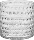 10" Wide 10" High Decorative Glass Cylinder Vase with Dimpled Circle Pattern, 8 Inch Tall, Clear (1, 10"x10")