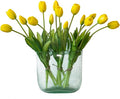 15pcs Artificial Tulips Flowers, Real Touch Latex Bouquet, Fake Tulips for Office Wedding Party Home Kitchen Garden Decoration-B Yellow