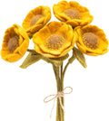 Glaciart One Felt Sunflowers Artificial Bouquet - 5 pcs | Reusable, Washable and Essential Oil Ready Multi Color Artificial Flowers w/Bendable Wire Stems |Great Gift or Home/Event Decorations