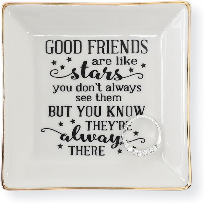 HOME SMILE Ceramic Ring Dish Jewelry Tray for Mom Sister Friends