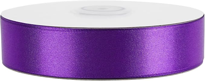 MEEDEE Purple Ribbon 1 Inch Purple Satin Ribbon Lux Double Faced Satin Ribbons by 50 Yards Polyester Wrapping Ribbons for Crafts, Weddings, Flower Bouquet, Holiday Decorating