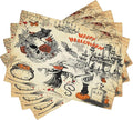 Halloween Placemats Vintage Rustic Farmhouse Gothic Dark Castle Halloween Witch Pumpkin Black Cat Raven Skull Moths Placemats Table Kitchen Dining Party 12x18 Inch Set of 4