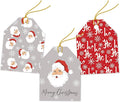 Pro Supply Global 24 Count of 2.5 Inch x 3 Inch Pre Strung Christmas Santas Gift Tag Assorted Printed Designs on Large Cardstock Gift Hang Tags - Ideal to Use on Bags