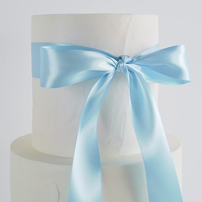 MEEDEE Blue Satin Ribbon 1-1/2 Inch Blue Ribbon Lux Double Faced Satin Ribbons by 50 Yards Polyester Satin Ribbons for Crafts, Weddings, Flower Bouquet, Holiday Decorating