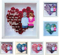 Personalized Mom Flower Shadow Box Custom Heart Shaped Rose Flower Shadow Box Frame with Family Portrait To My Daughter Mother's Day Shadowbox Memory Gifts for Mom from Daughter Birthday