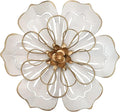 Metal Flower Wall Art Decor, 8.3" Rustic Modern Floral Sculpture, Distressed Iron Wall Hanging Home Decoration Accent Artworks for Indoor Kitchen Bedroom Living Room Office Outdoor Garden Patio - 06