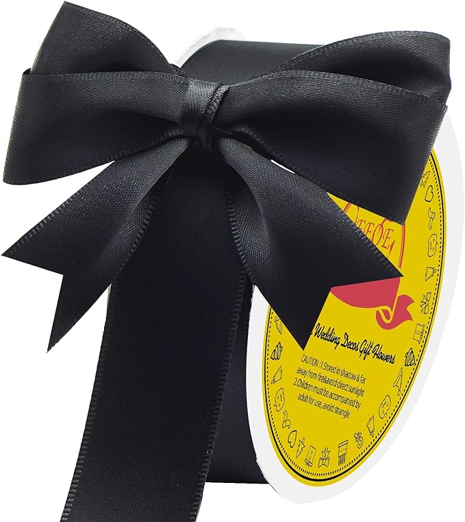 Double Face Black Satin Ribbon 7/8 inch X 25 Yards Polyester Black Ribbon for Gift Wrapping Very Suitable for Weddings Party Invitation Decorations and More