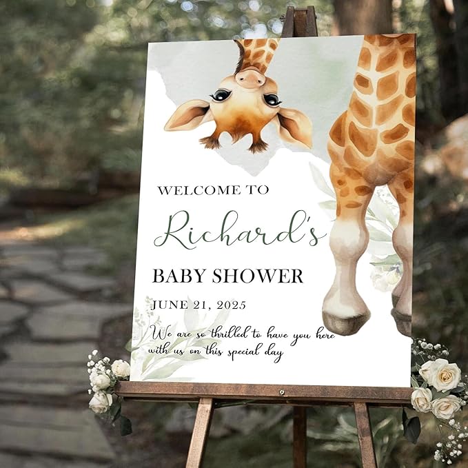 Personalized Baby Shower Welcome Sign For Outdoor, Custom Forest Animal Baby Shower Yard Sign Decorations