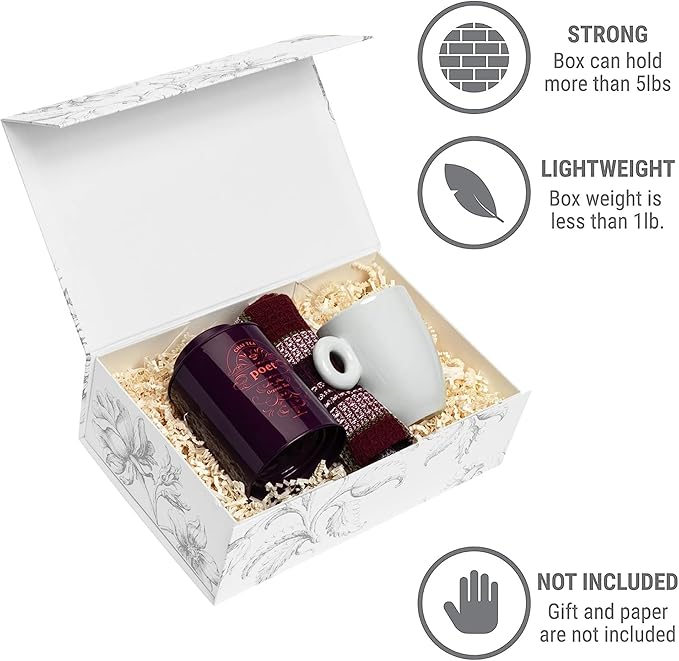 Luxury Keepsake Gift Box 3-Pack | Silver Floral Decorative Boxes with Magnetic Lids for Presents, Wedding Memory Box, and Bridal Gifts. 11.5" x 7.5" x 3.5"