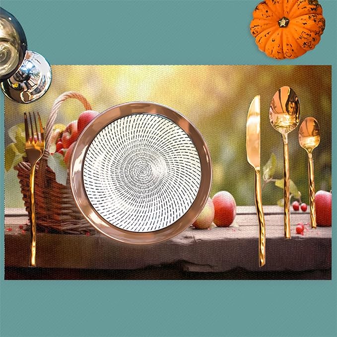 Apple Fall Fruit Basket Placemats Set of 1 PVC Vinyl Non Slip Table Mats Heat Resistant Place Mats Washable Wipeable Dining Table Mat for Kitchen Decor Party Indoor Outdoor Decorative Gift