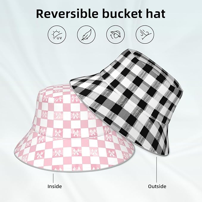 Bucket Hat Double-Side-Wear Reversible Sun Hat Beach Travel Hiking for Women Men