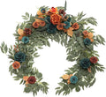 Ling's moment Flower Garland - 6FT Eucalyptus & Rose - Sweetheart Table Decor for Wedding Reception, Artificial Floral Garland for Mantle, Christmas Decoration, Dark Teal & Burnt Orange