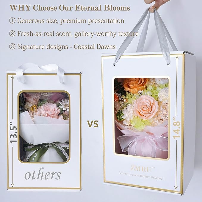 ZMRU Preserved Flower Bouquet, Fresh Flowers for Delivery Prime, Mothers Day Gifts for Mom, Flowers Fresh Bouquet,Birthday for Women, Mom, Grandma, Valentine's Gift, Decor, Graduation Surprise