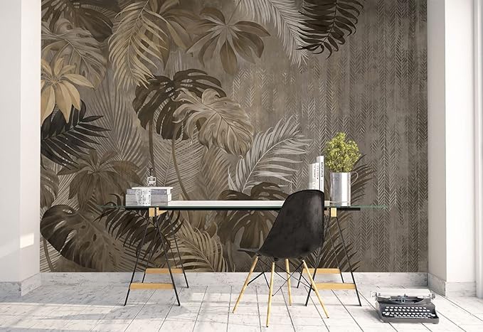 Cliouar-Turtle Backed Bamboo Plantain Leaf Plant Wall Mural Wallpaper for Bedroom Living Room 103" x 69" (Not Self Adhesive)