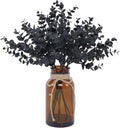 Black Eucalyptus Stems in Glass Vase with Faux Water for Halloween Decorations, 14" Eucalyptus Fake Plants for Home Bathroom Office Kitchen Farmhouse Shelf Centerpiece Coffee Table Decor