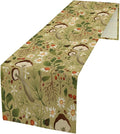 Vintage Mushroom Table Runner Rustic Garden Wildflower Botanical Plants Herbs Spring Summer Seasonal Dinner Runner for Kitchen Dining Cabin Home Holiday Party 13x120in