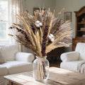Pampas Grass Boho Home Decor 80PCS 17 inch Natural Dried Flowers for Vase Eucalyptus Stems Pompas Dried Flowers Bouquet DIY Arrangements Boho Wedding Bedroom Tables Rustic Decoration