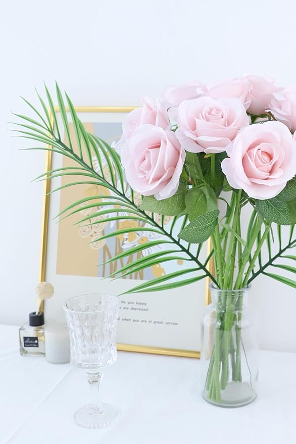 50pcs Roses Artificial Flowers Real Touch Fake Flowers with Long Stems Silk Flowers for Wedding Bouquet Centerpices Decorations Party Bridal Baby Shower Home Decor (Dusty Pink)