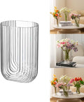 Clear Acrylic U-Shaped Vase,Modern Geometric Transparent Decorative Centerpiece for Flowers,Non-Breakable Lightweight Plastic Bouquet Vase for Table,Shelf,and Living Room Home Decor