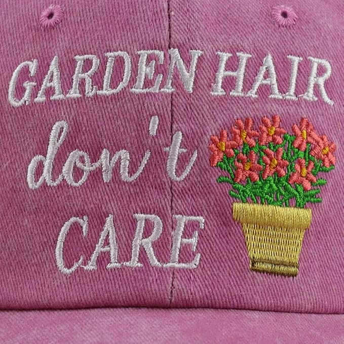 OASCUVER Garden Hair Don’t Care Hats for Women Mom, Adjustable Wash Cotton Embroidered Gardening Baseball Cap