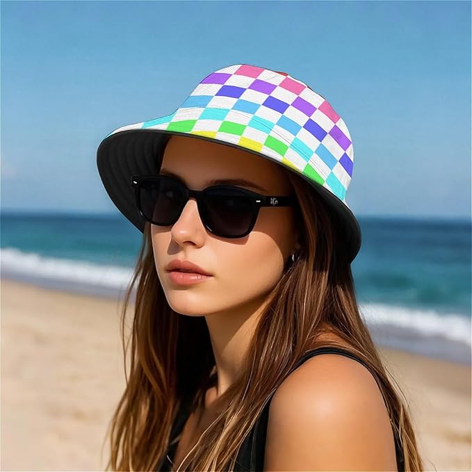 Bucket Hat for Women Men Unisex Sun Cap Packable Outdoor Fisherman Hat Headwear,Reversible Double-Side-Wear